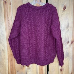 LL BEAN MENS VINTAGE CABLE KNIT IRISH WOOL LARGE FISHING STYLE SWEATER WARM